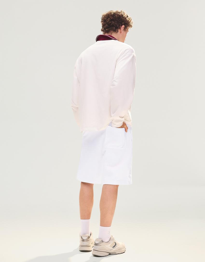 Enkla mjukisshorts-Vit