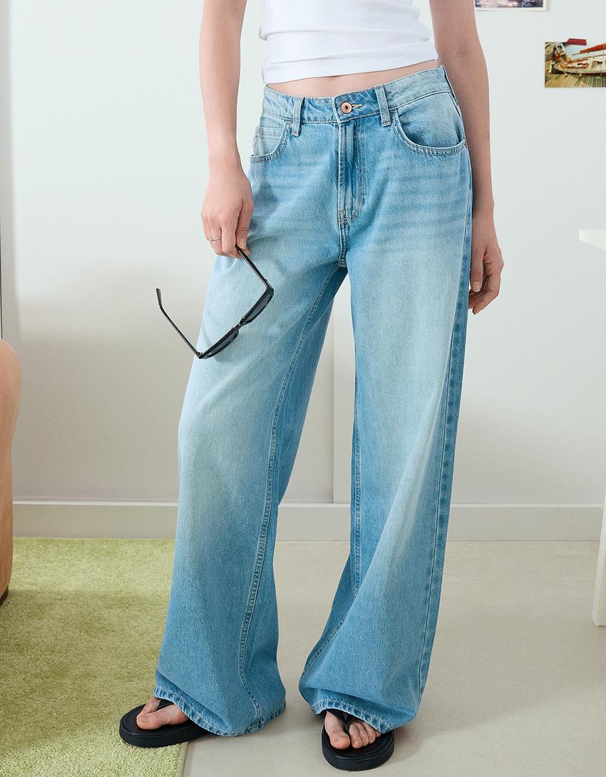 Wide-leg jeans-Light blue-2