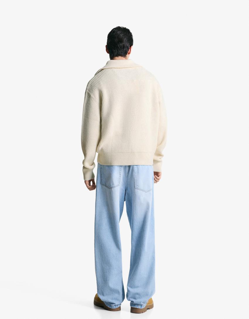 Veste zippée brodée-Blanc cassé-3