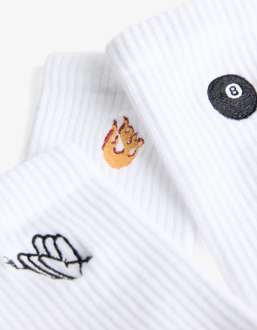 Pack 3 mitjons estampat-Blanc