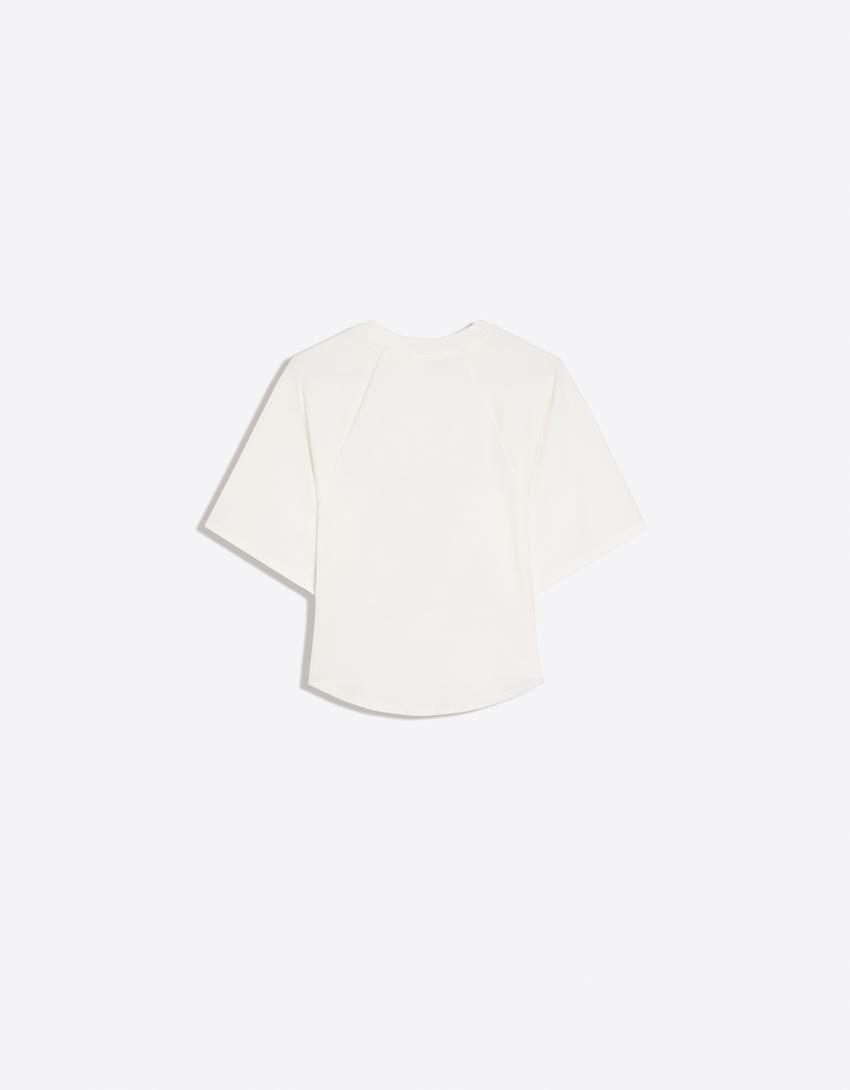 Corset-effect print T-shirt-Off white
