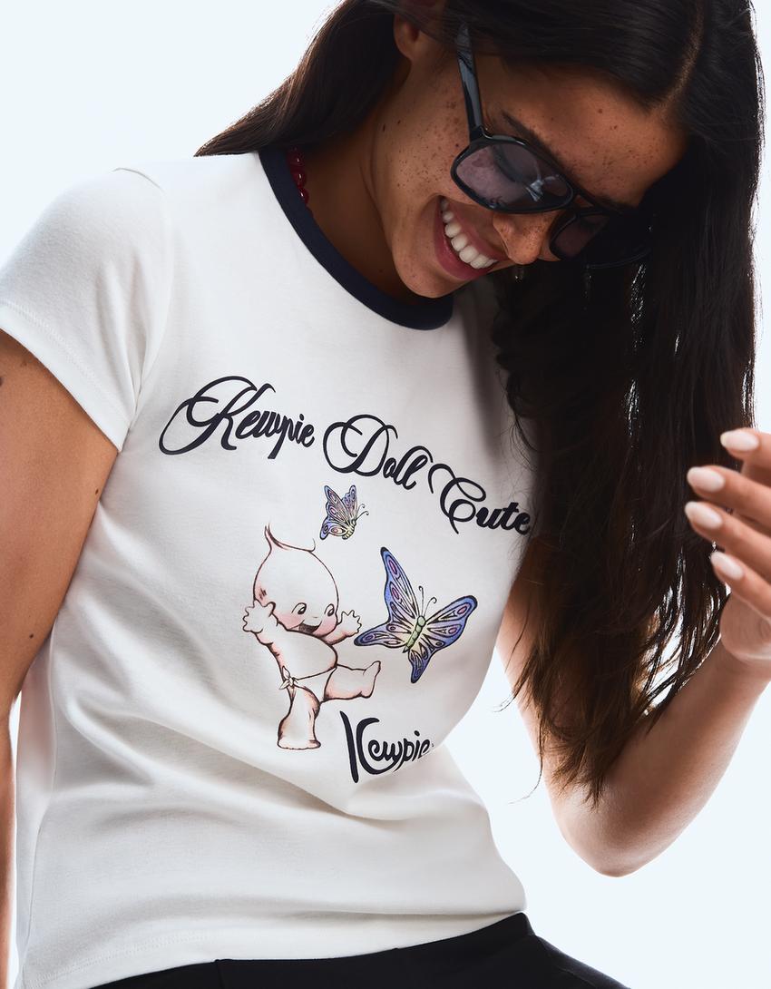 Kewpie print short-sleeve T-shirt-White-1