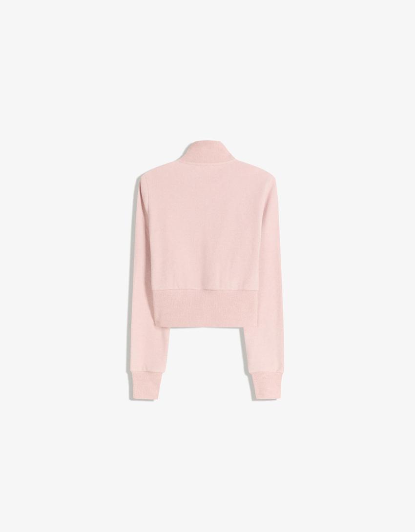 Sweat zippé-Rose