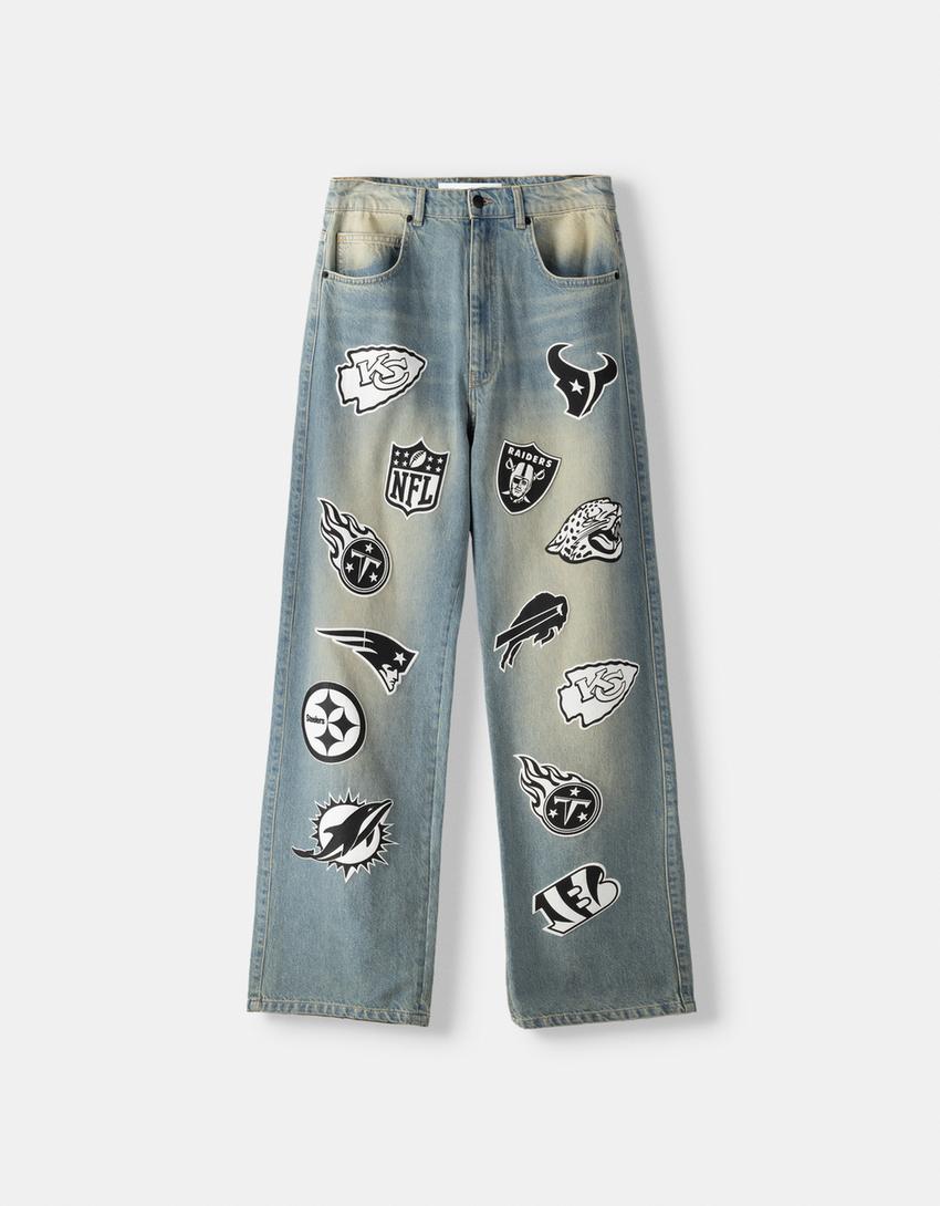 Jeans NFL baggy estampado-Azul lavado-4