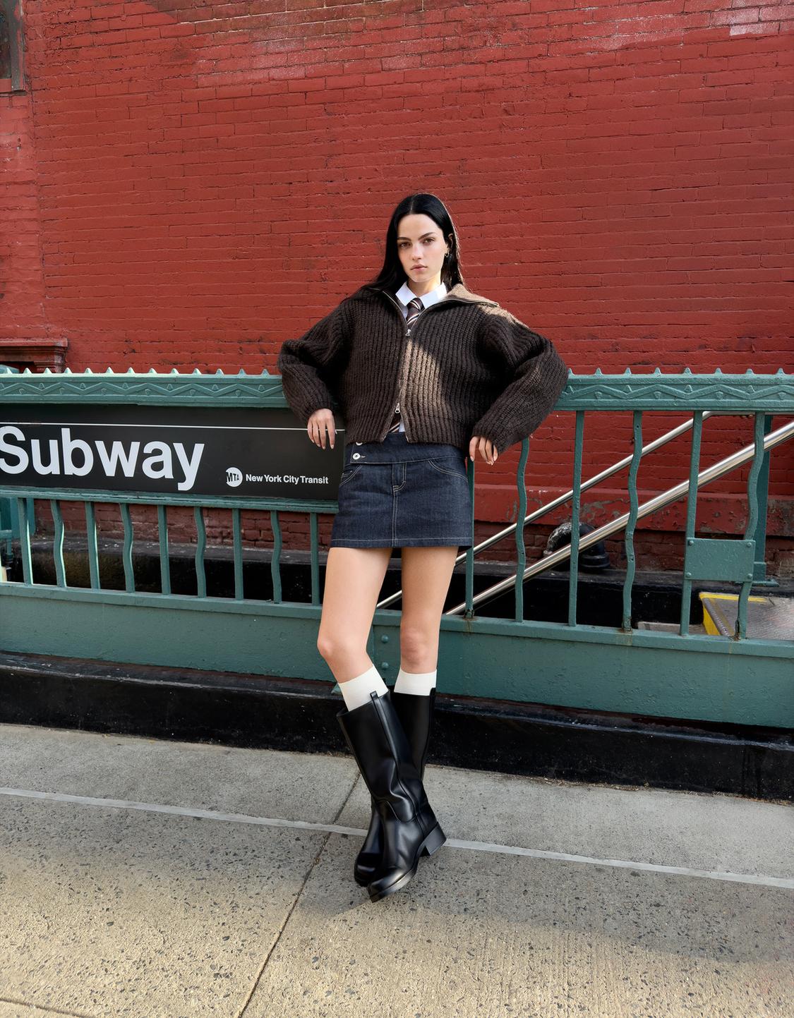 Denim skort