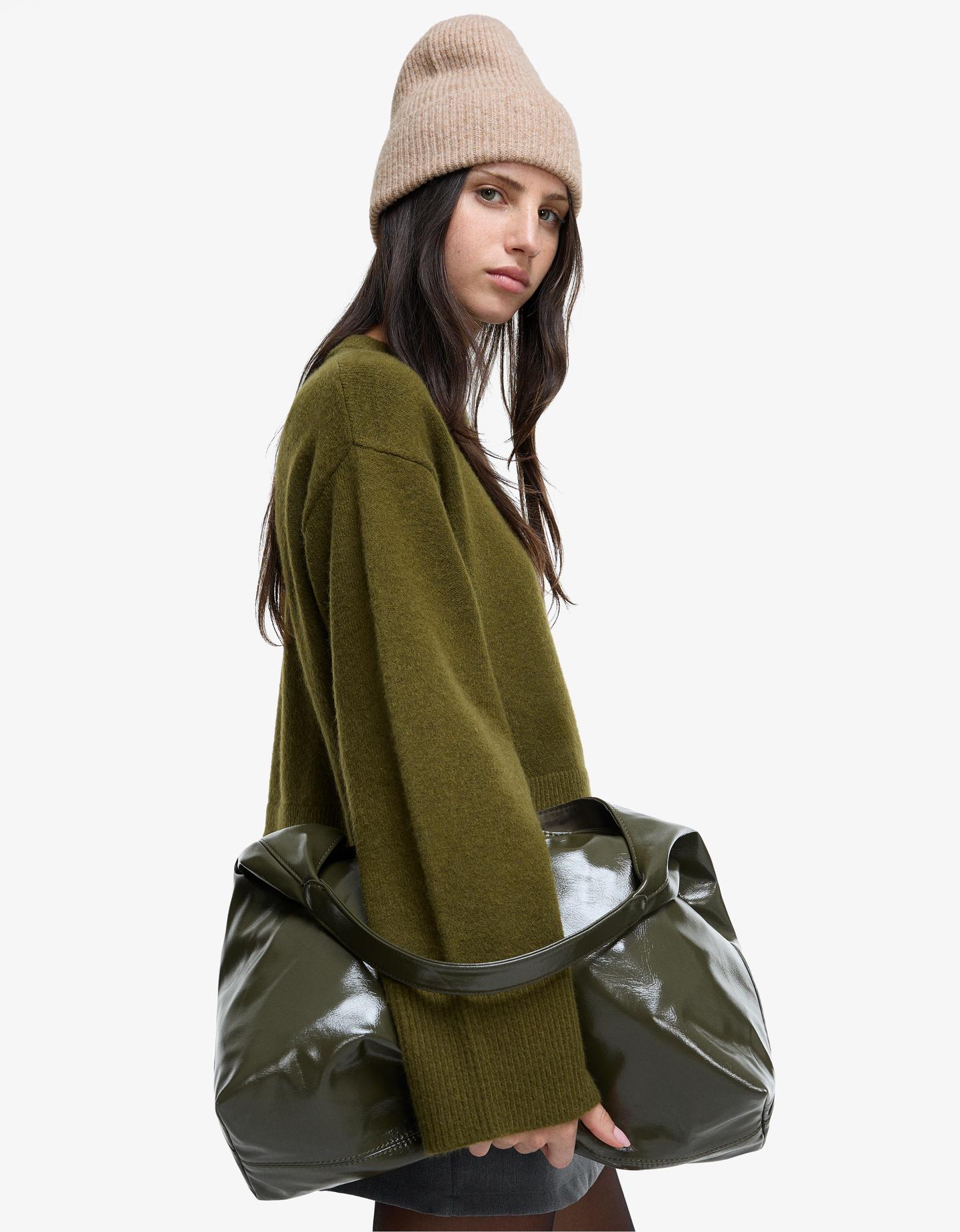 Bershka czapka beanie basic piaskowy