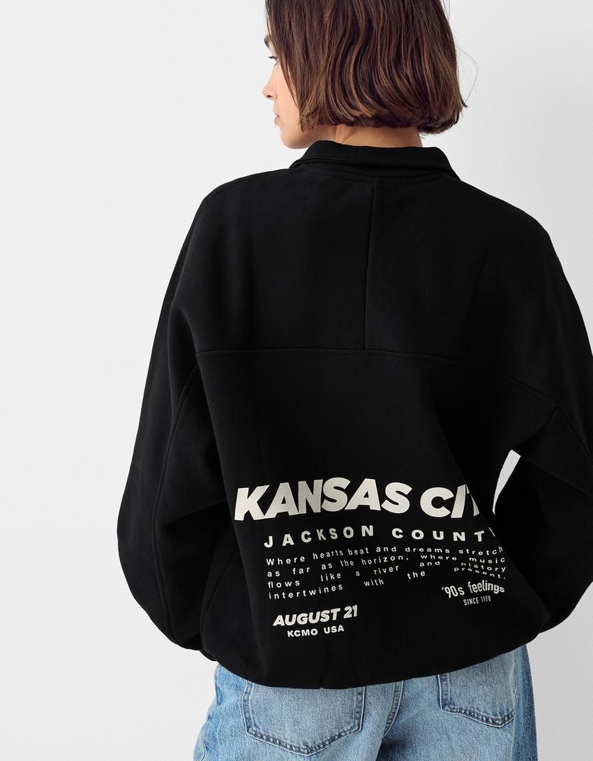 Sudadera cremallera print-Negro-3