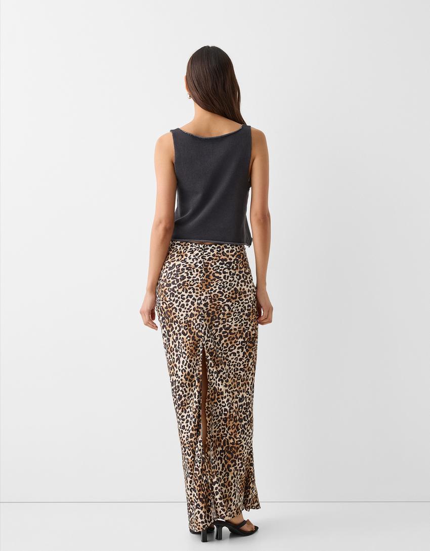 Printed strappy top-Grey-1