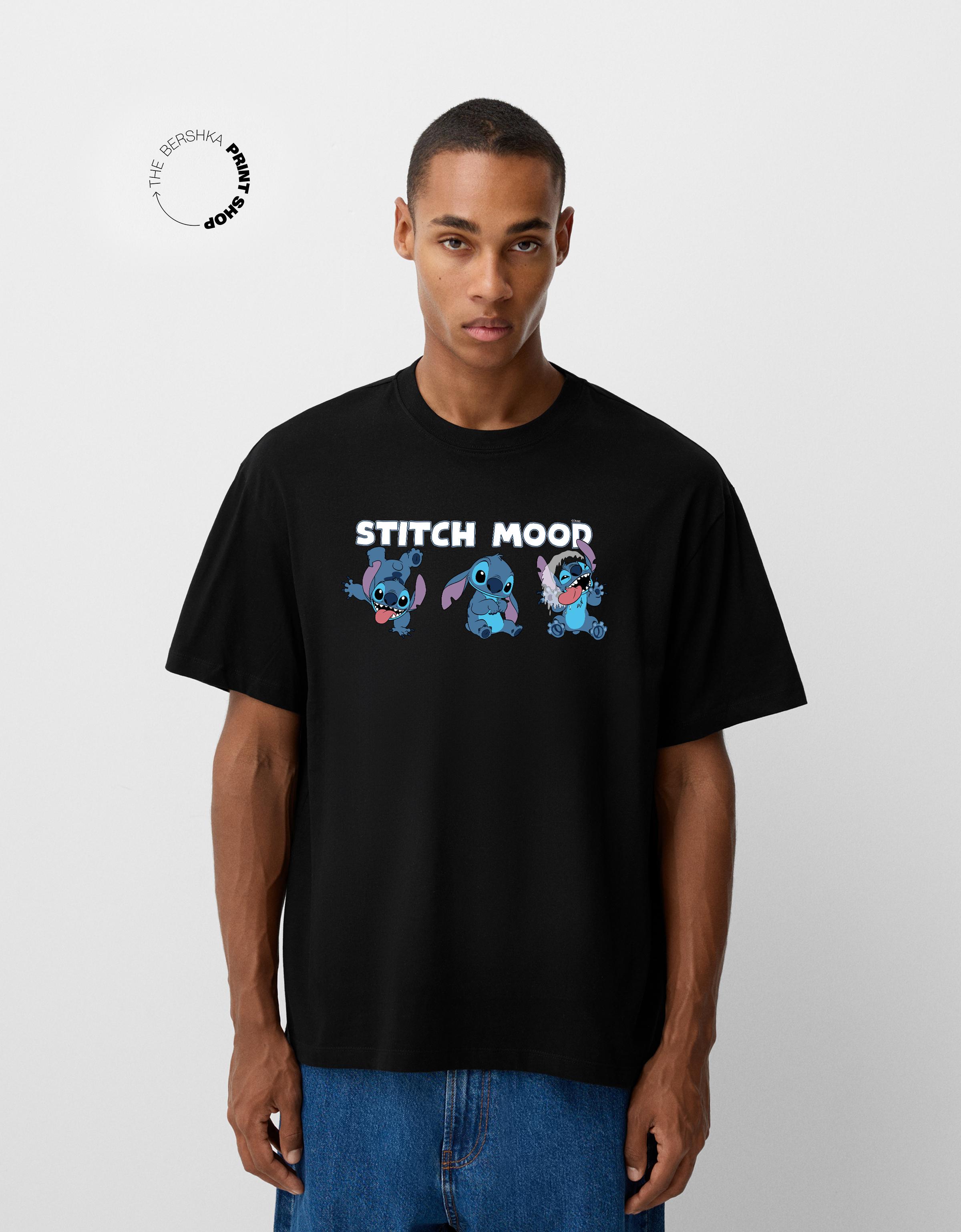 Bershka T-Shirt Lilo & Stitch Herren Xs Schwarz