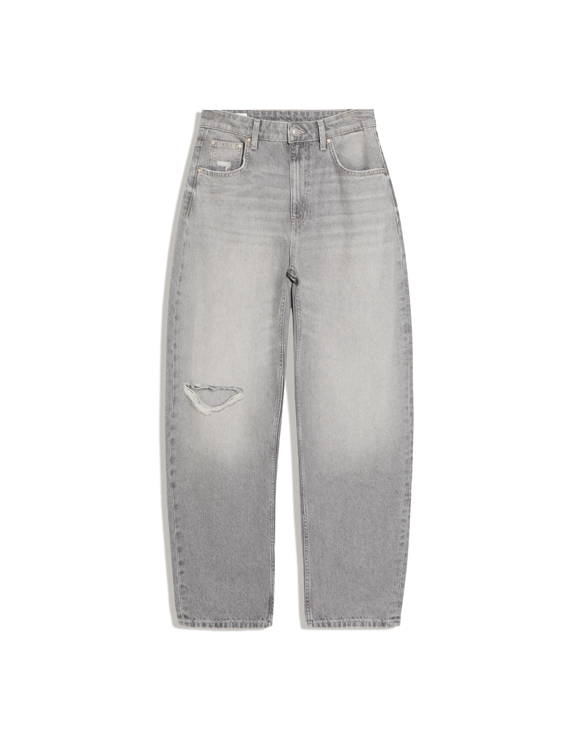 Ripped barrel loose jeans — Grey