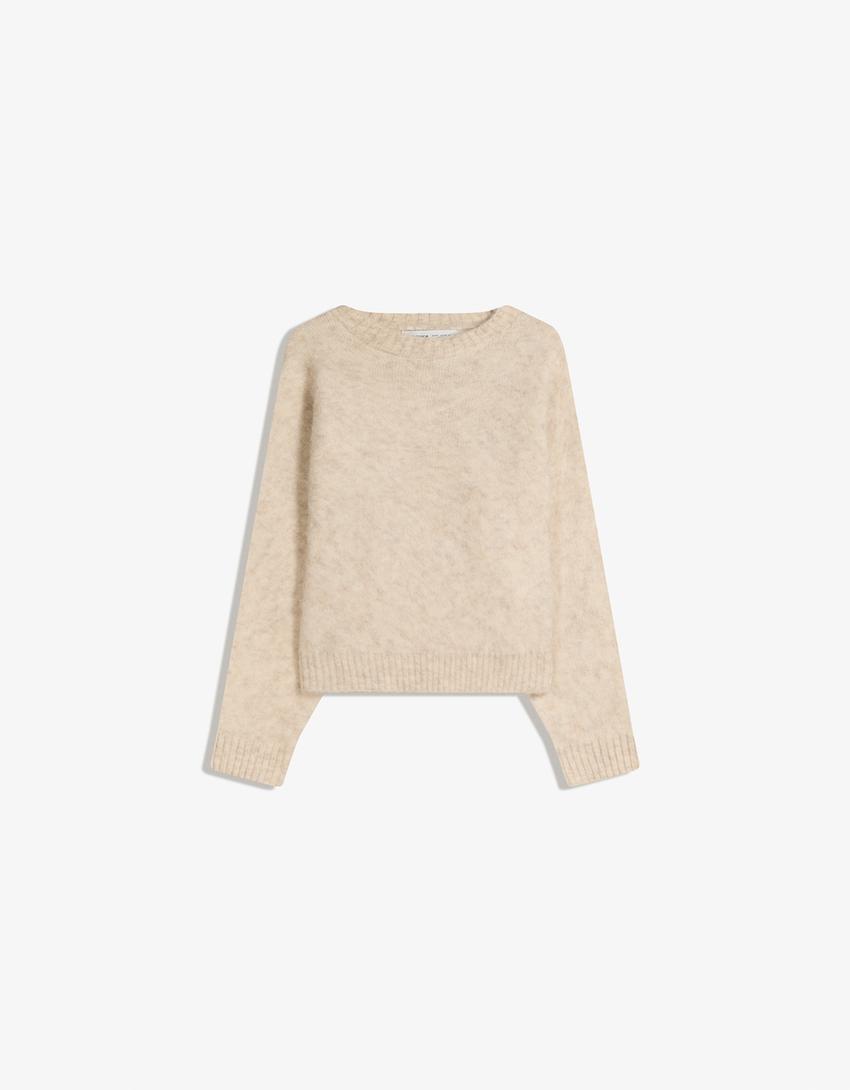 Pull fausse fourrure-Beige