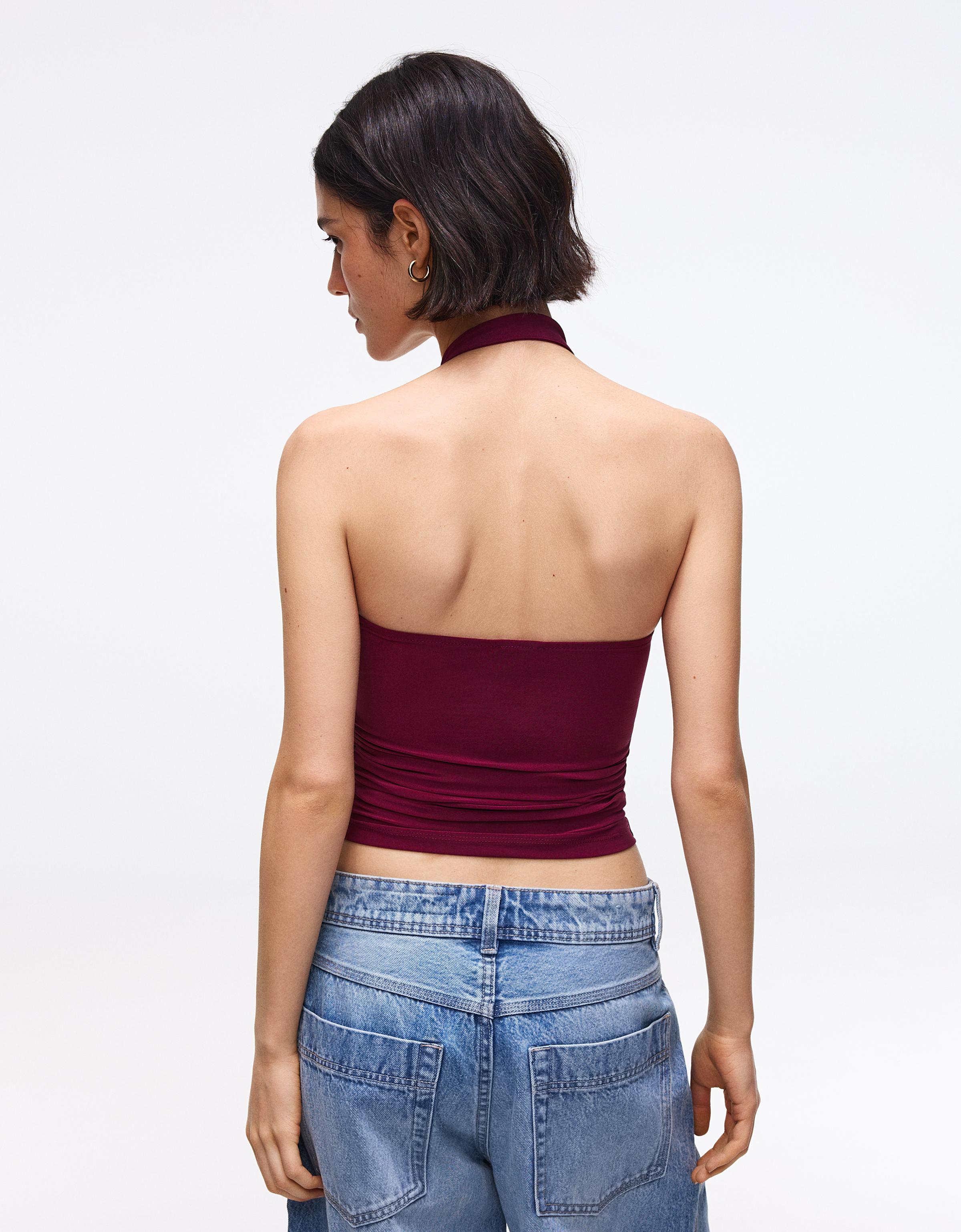 Open neck halter top - MONTAJE BSKSTYLE - Women | Bershka