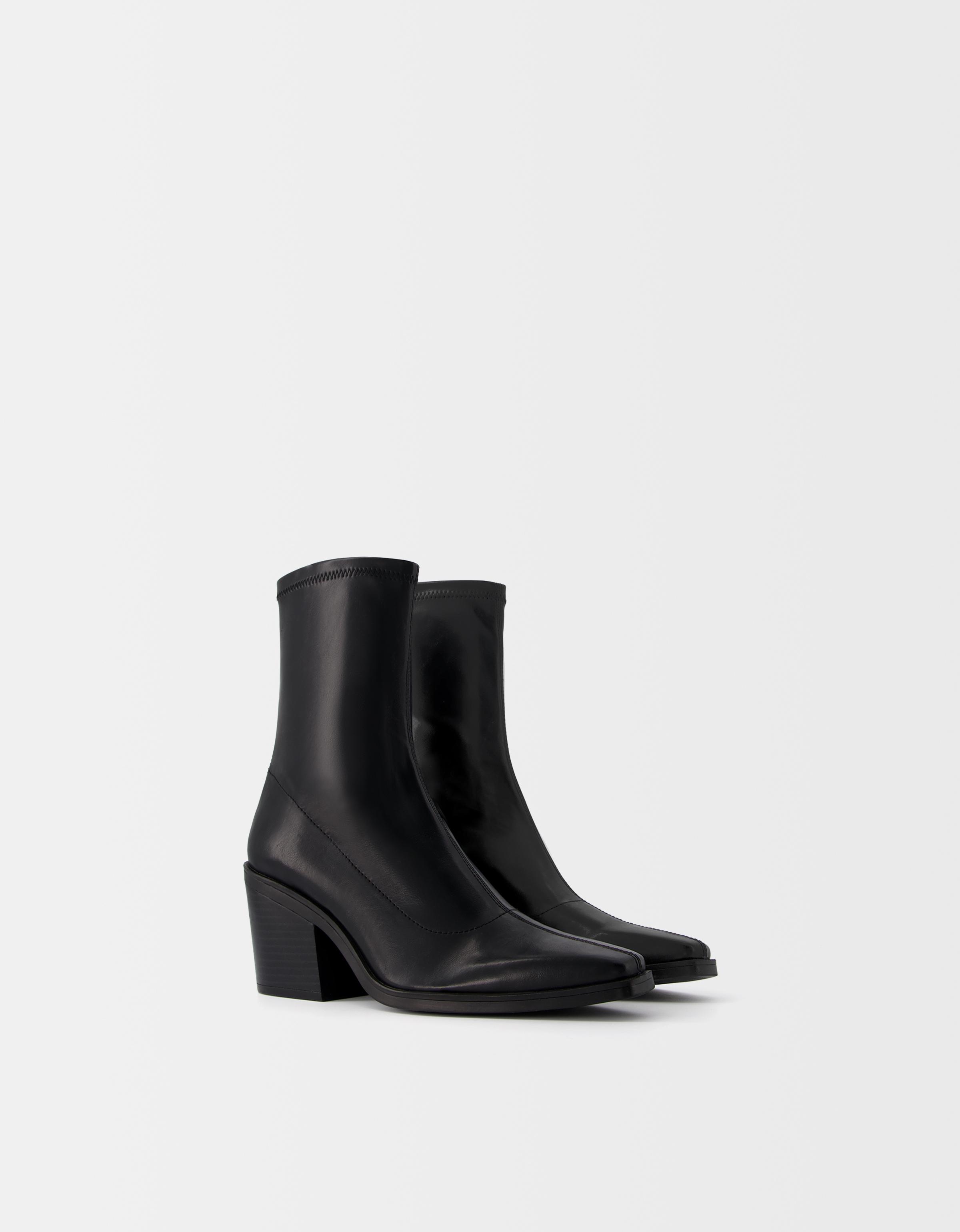 Fitted high heel cowboy ankle boots Women Bershka