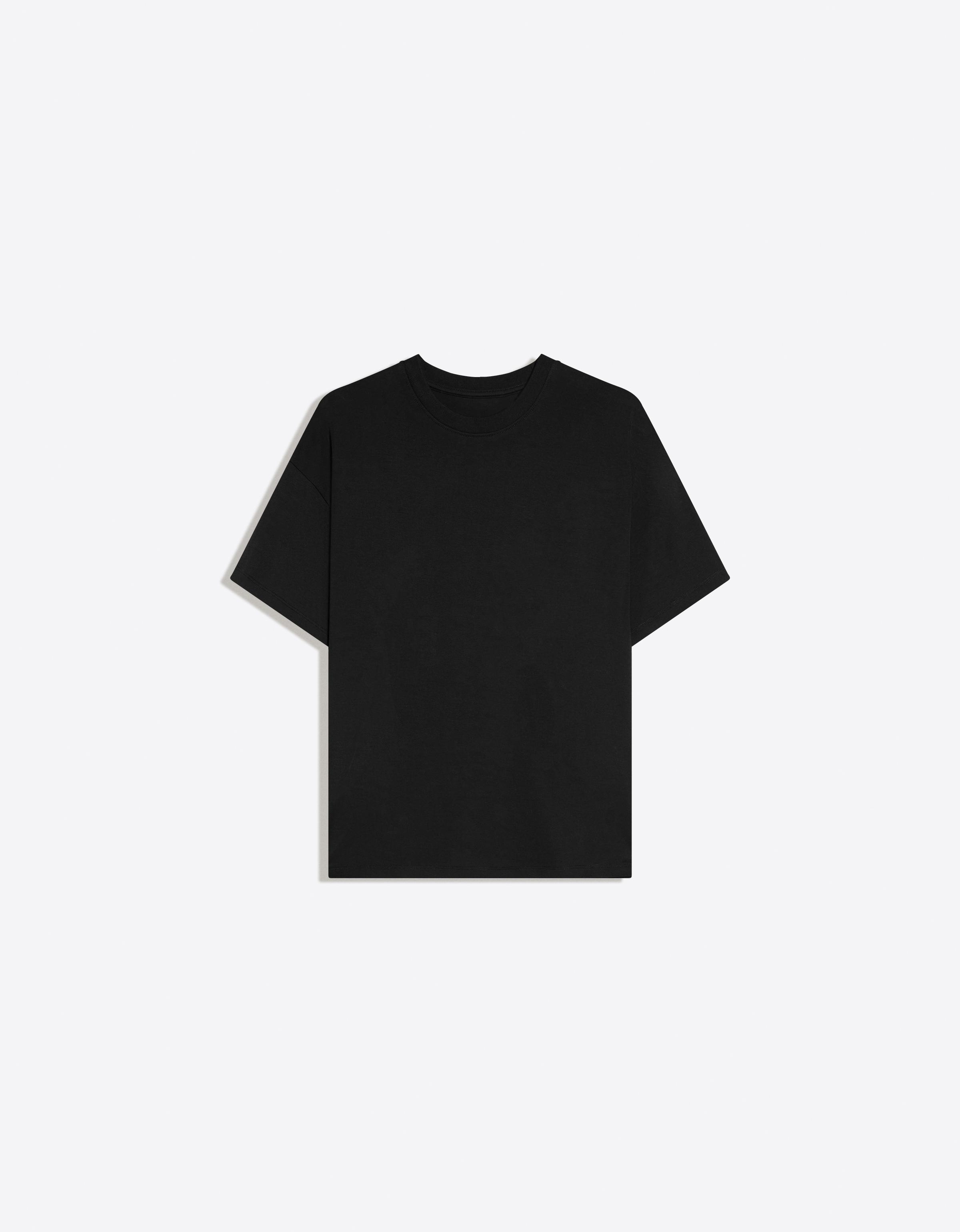Bershka Camiseta Manga Corta Oversize Mujer L Negro