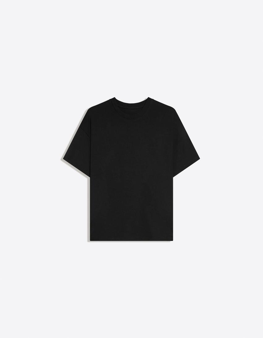 Camiseta manga corta oversize-Negro