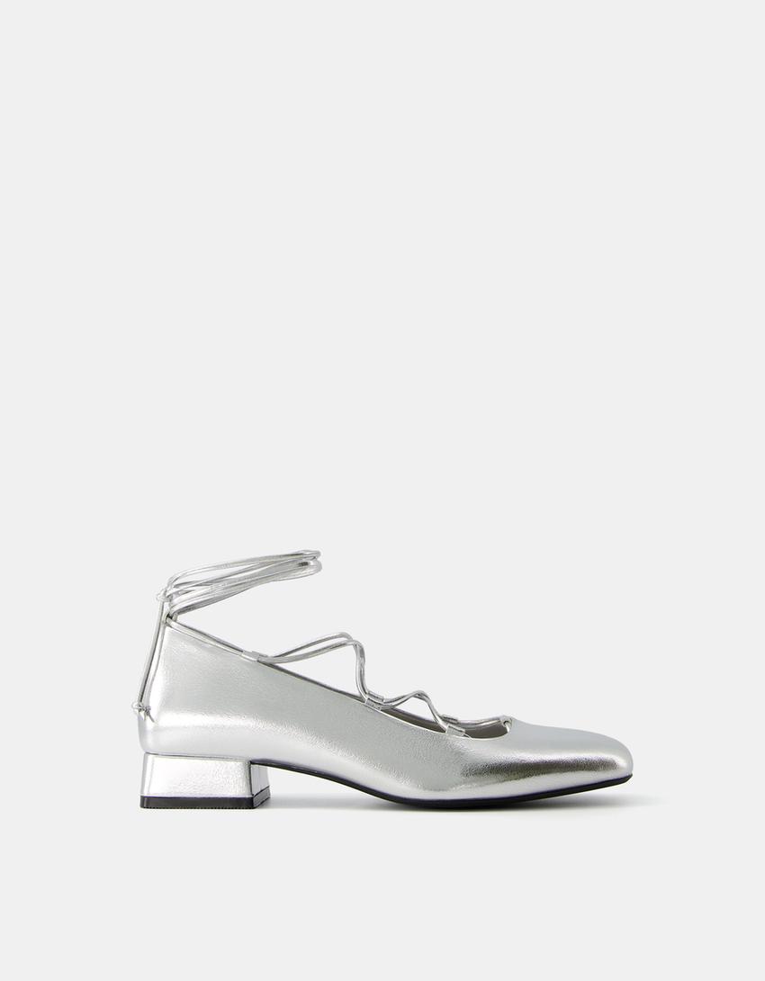 حذاء باليرينا ممعدن برباط-فضي-6