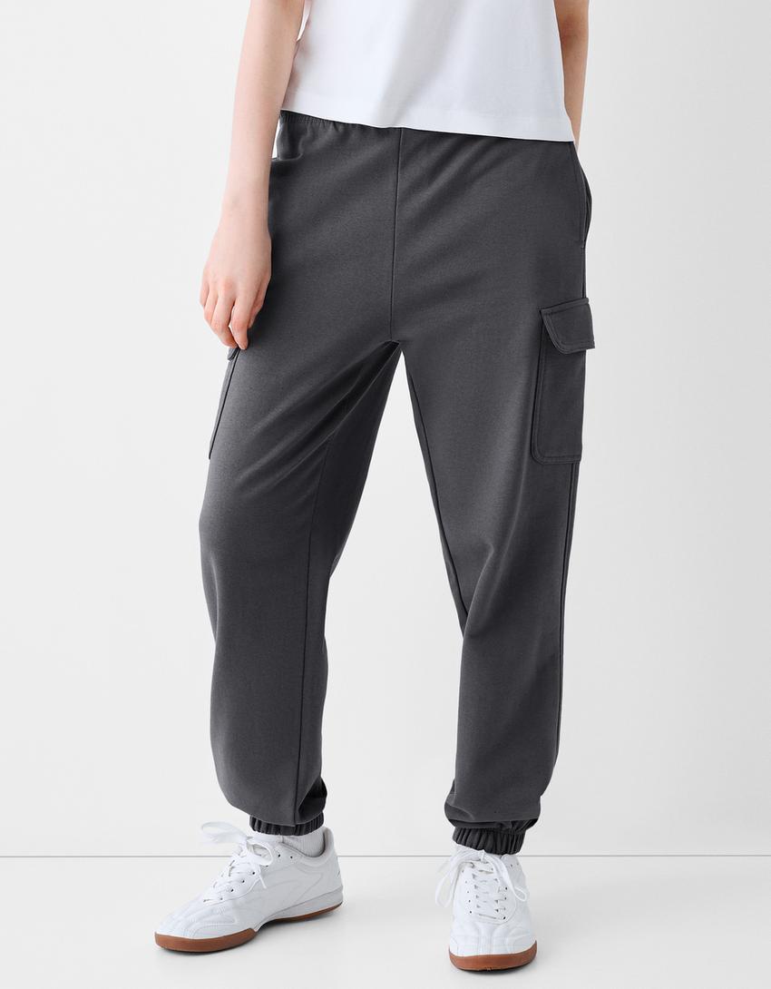 Cargo sweatpants-Dark grey-1