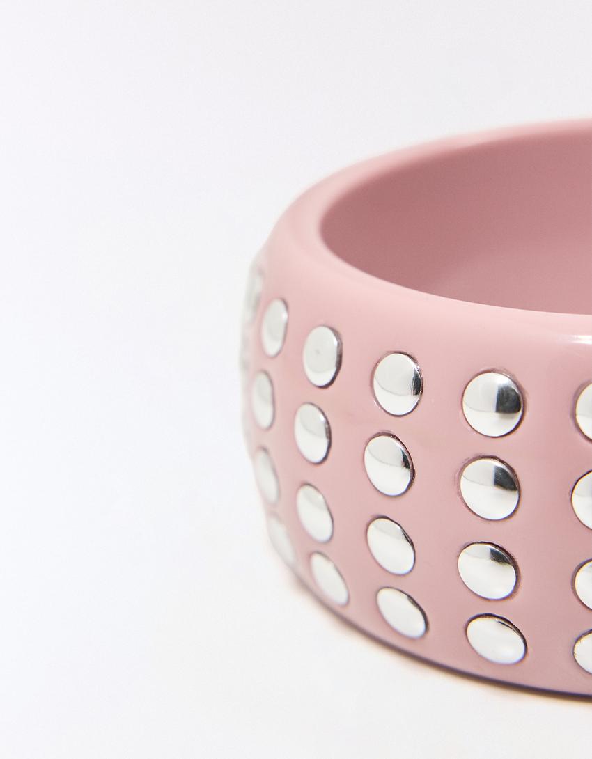 Pulsera ancha tachas-Rosa