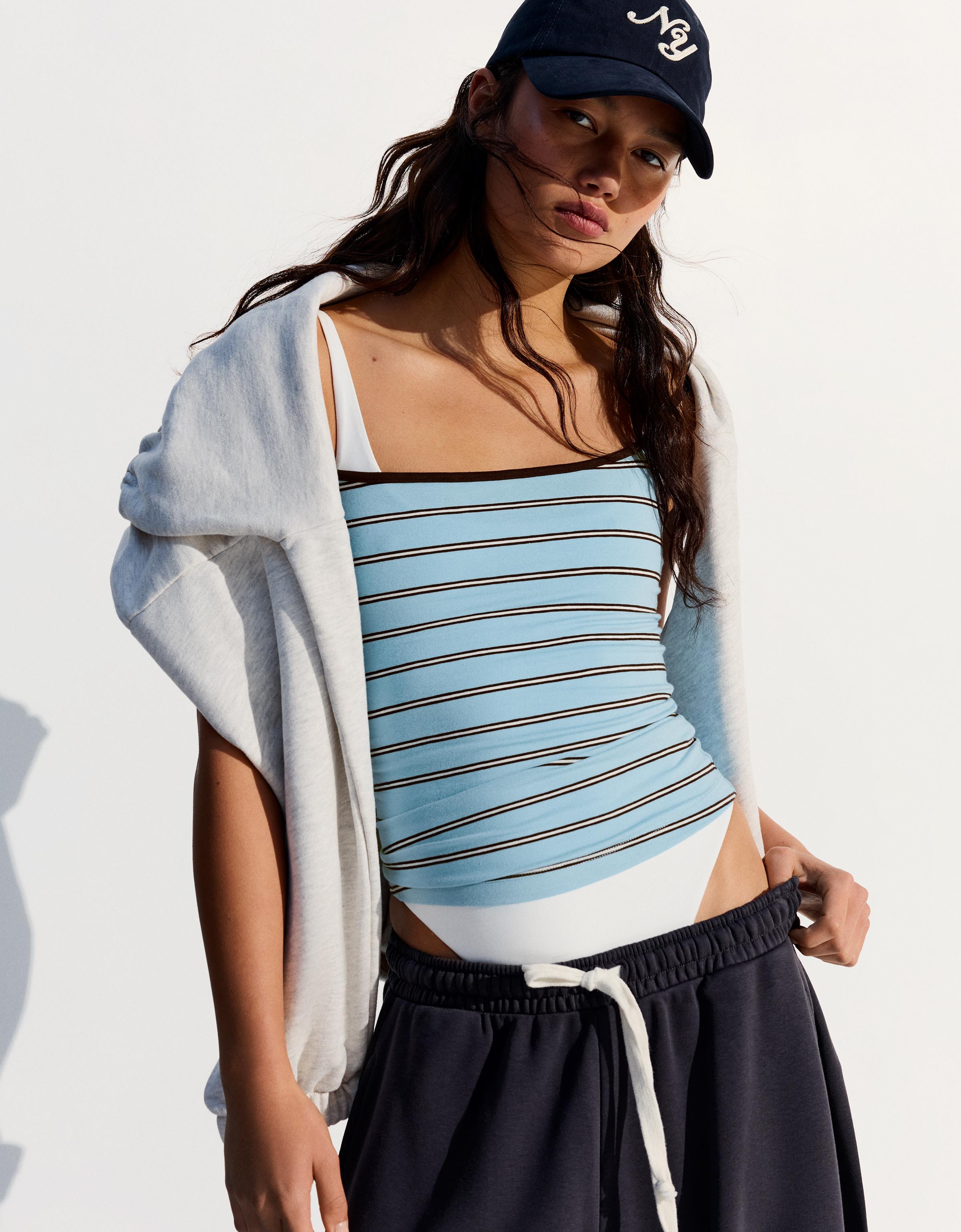 Contrast stripe camisole top - Women | Bershka