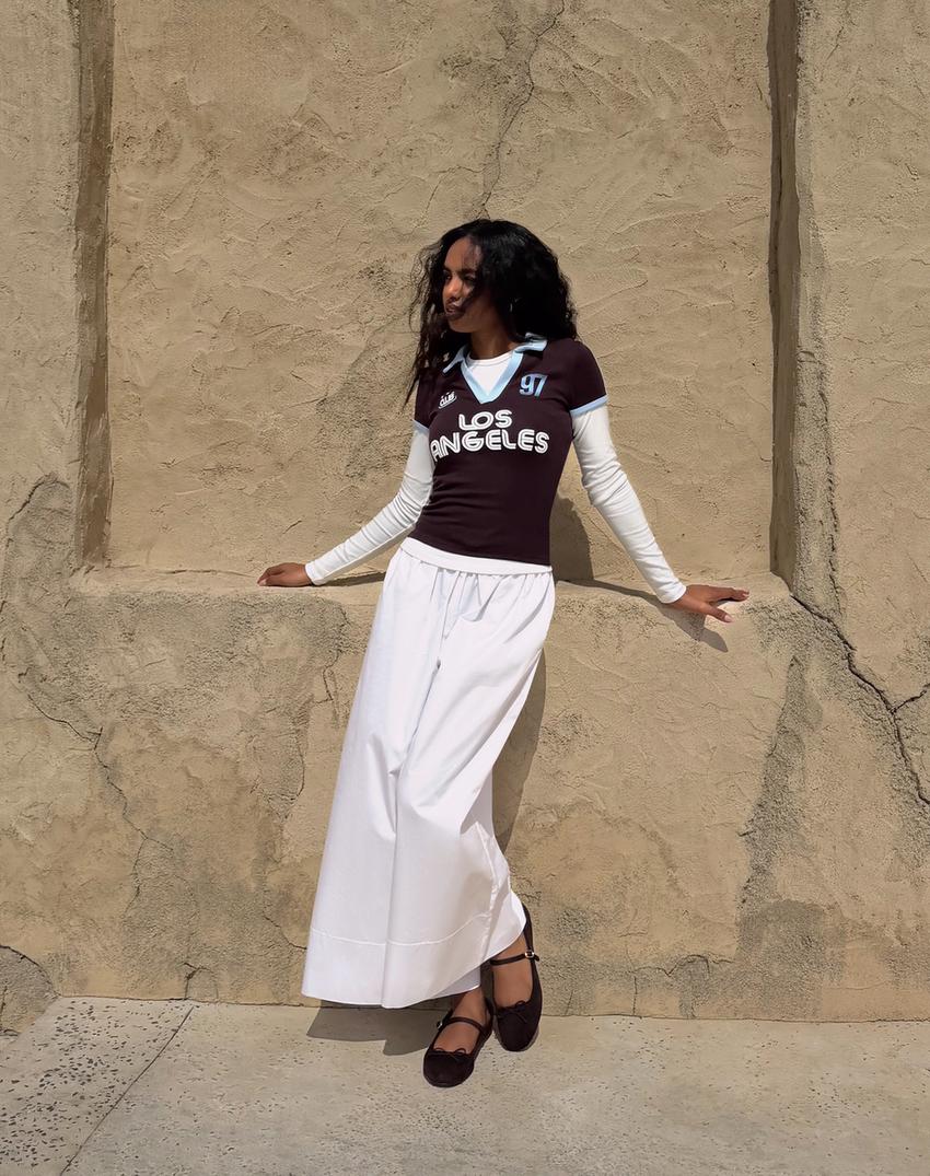 Ballet flats with bow and buckle-Brown