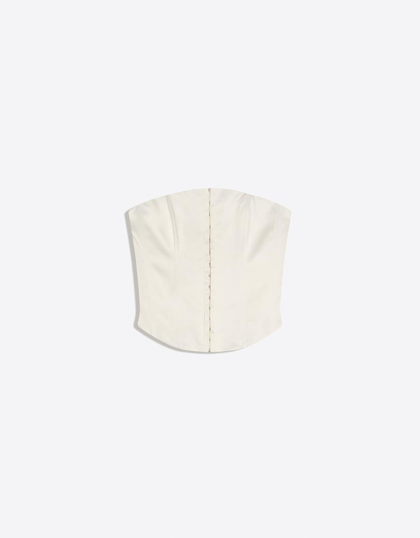 Sateen bustier top-Cream