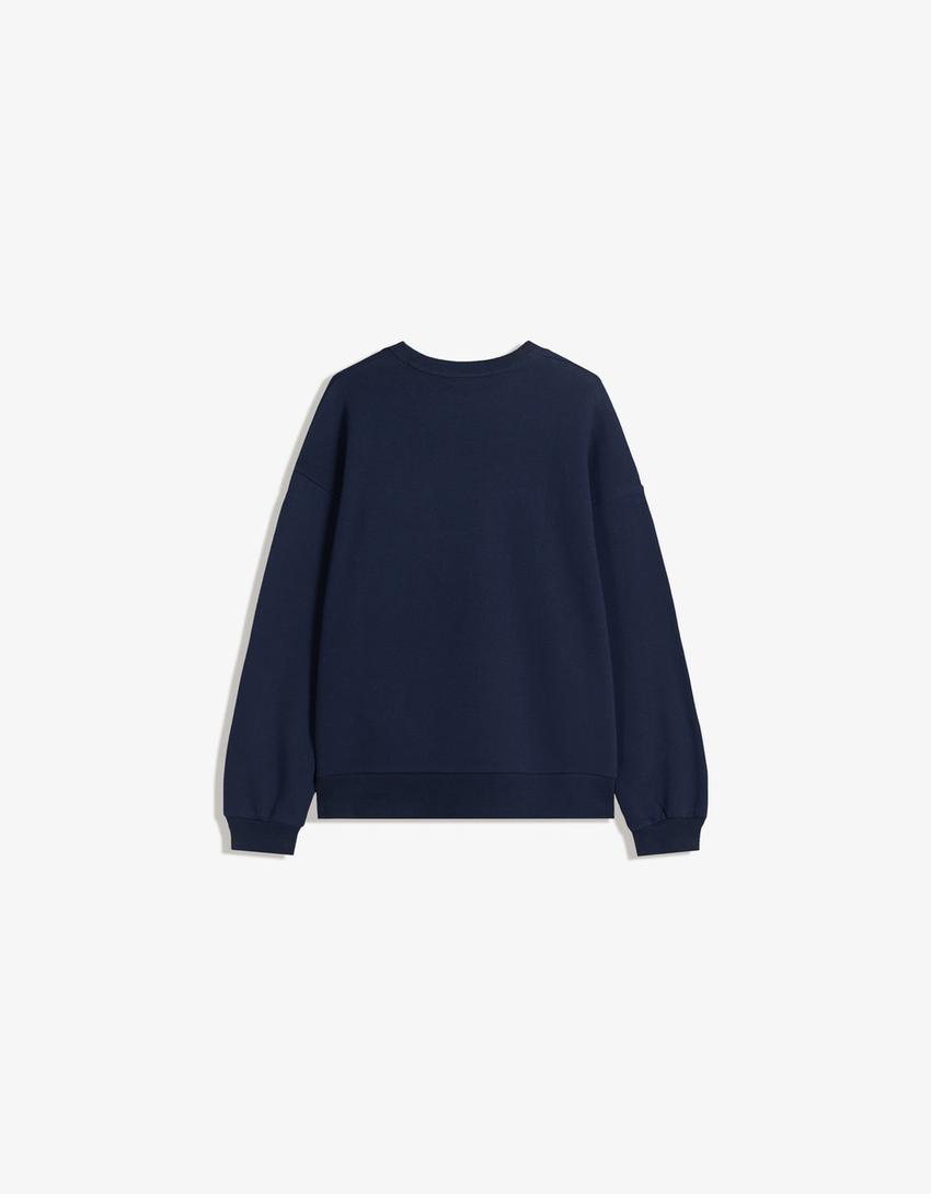 Sweatshirt oversize com bolsos-Marinho