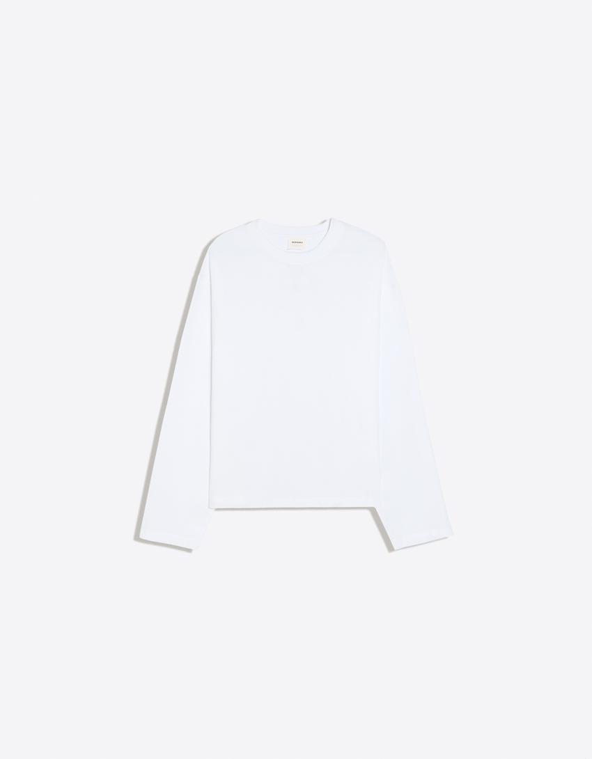 Boxy long sleeve T-shirt-White