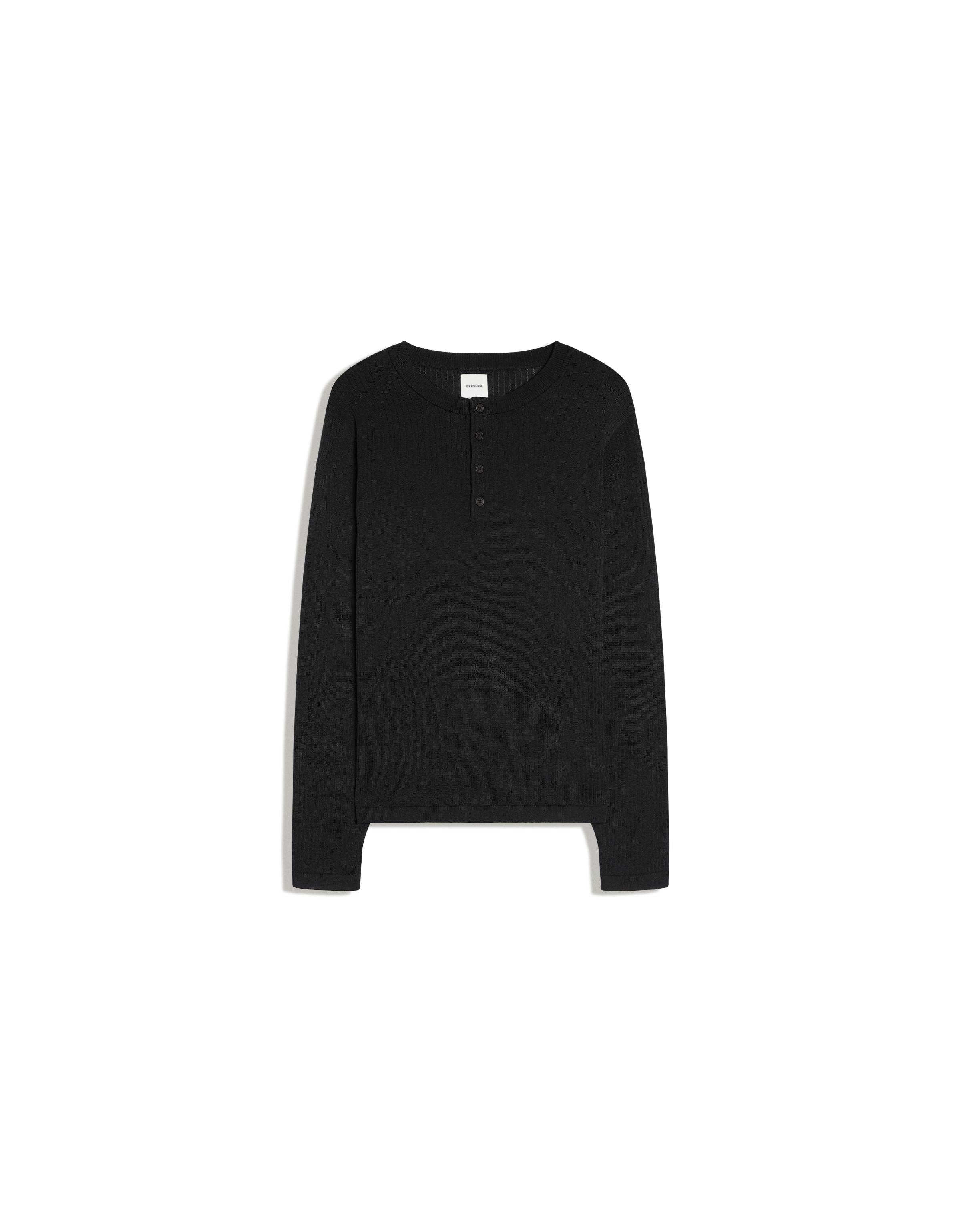 Henley knit jumper — Black