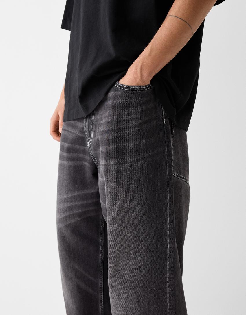 Jeans super baggy-Cinza-3