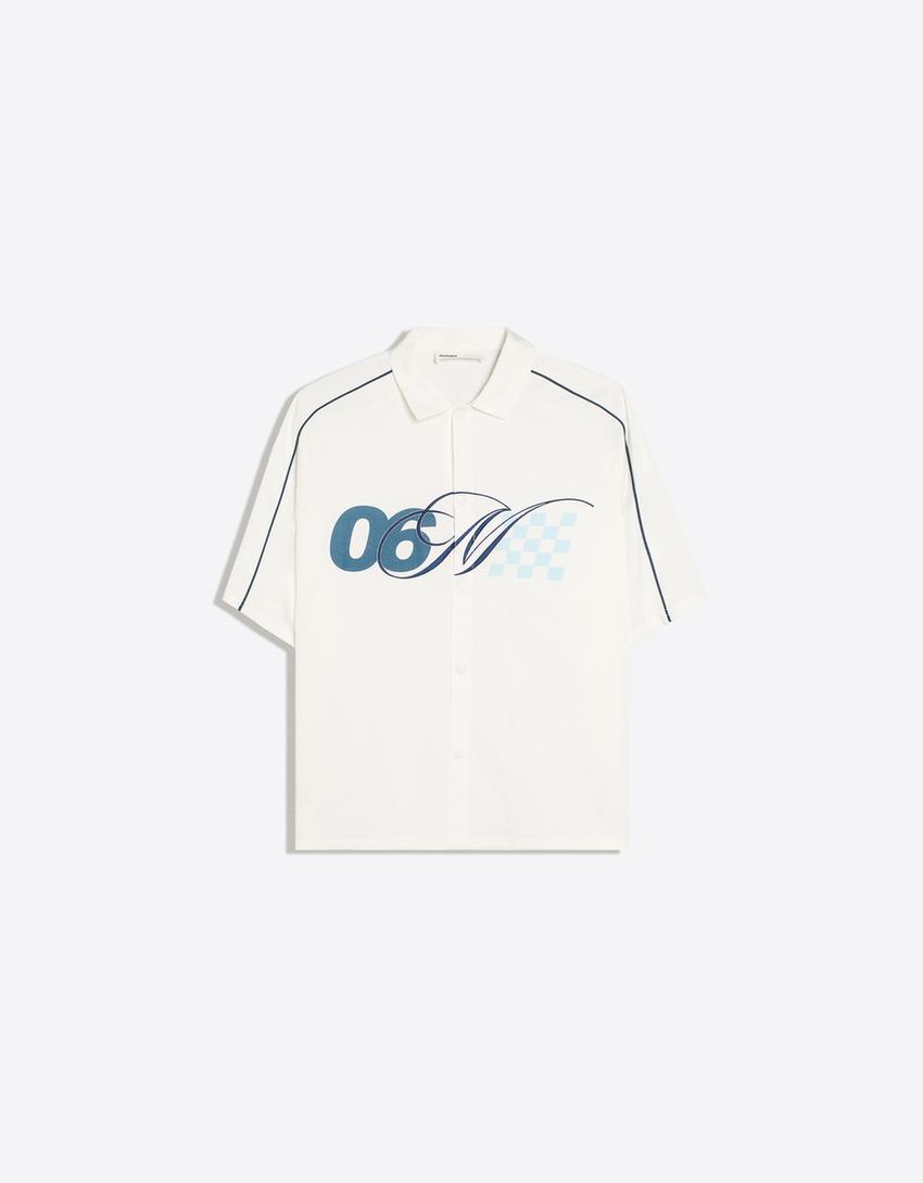 Camisa manga corta racing-Blanco