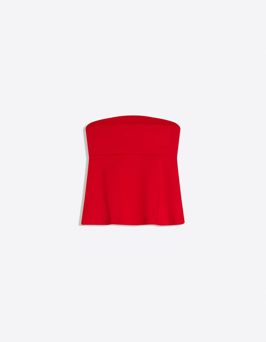 Top bandeau peplum-Rojo