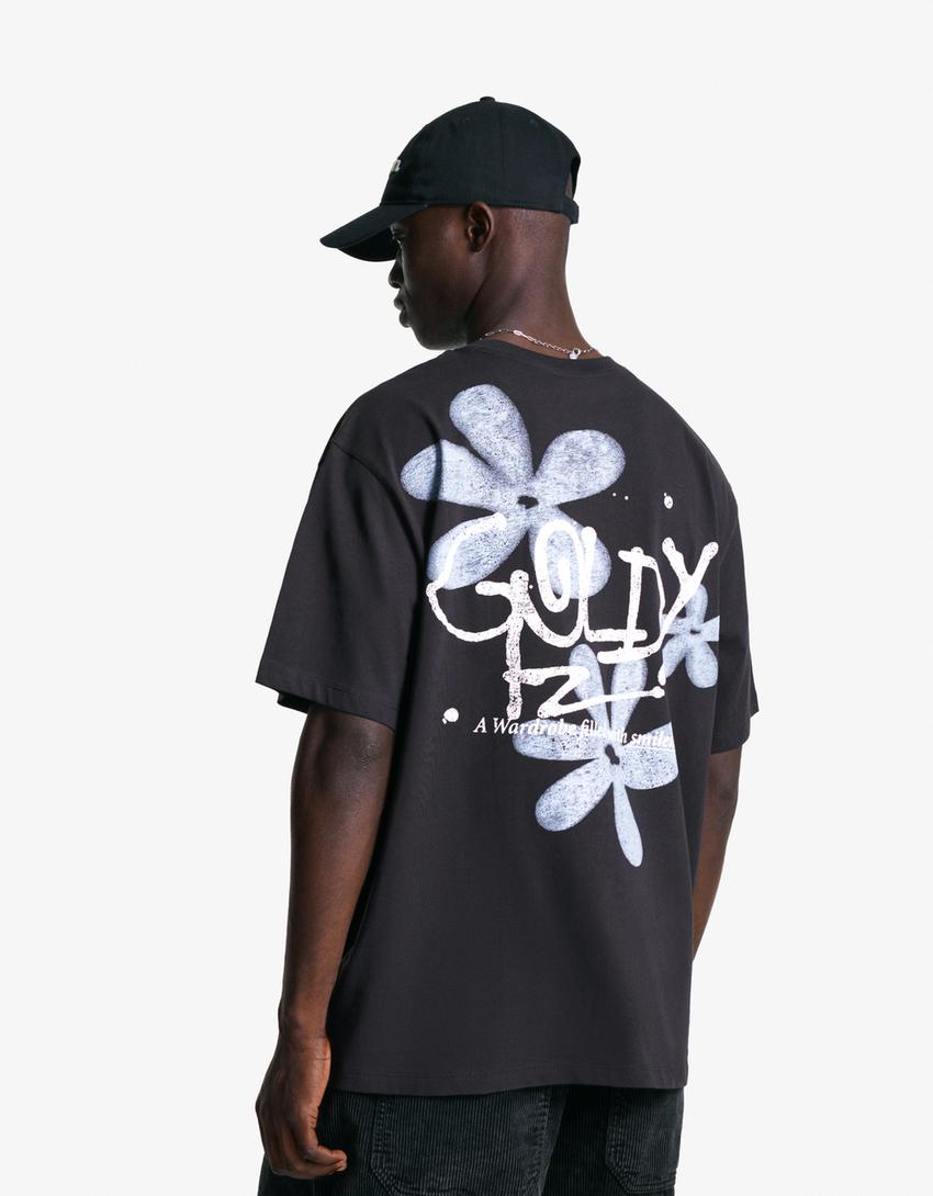 Short sleeve T-shirt with print-Dark grey-1