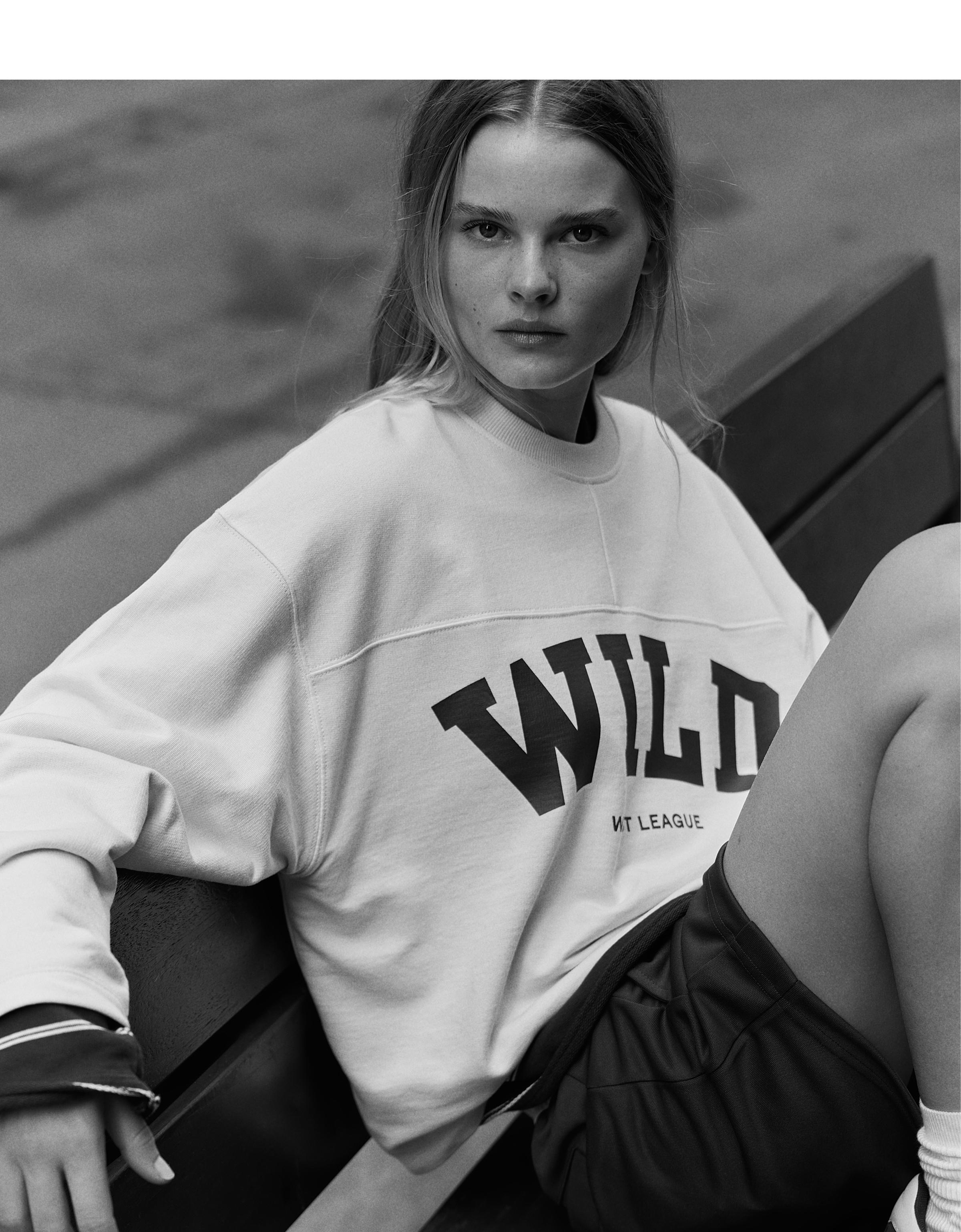 Printed round neck sweatshirt — Off white