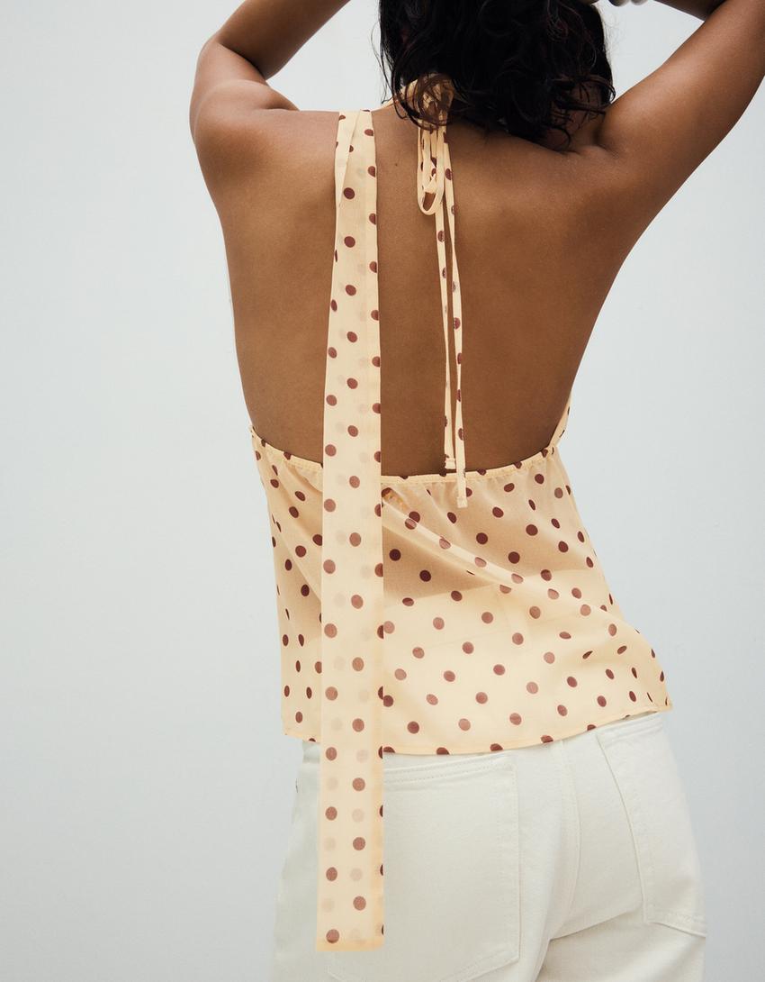 Strappy scarf top-Yellow