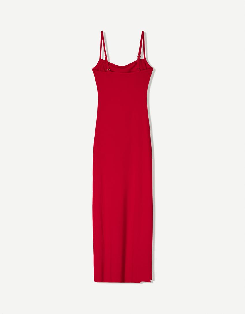 Vestido midi tirantes-Rojo