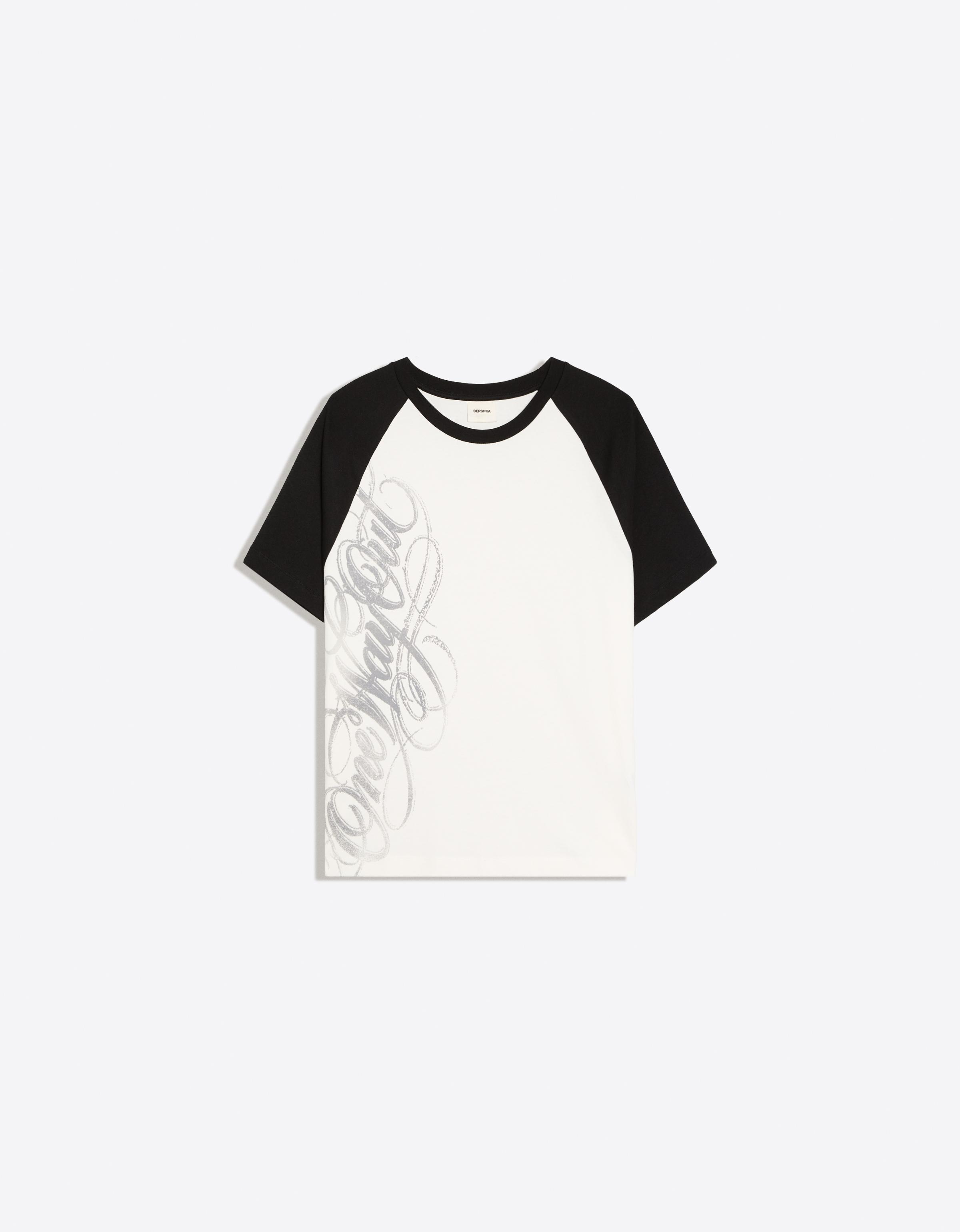 Short sleeve raglan print T-shirt — Off white