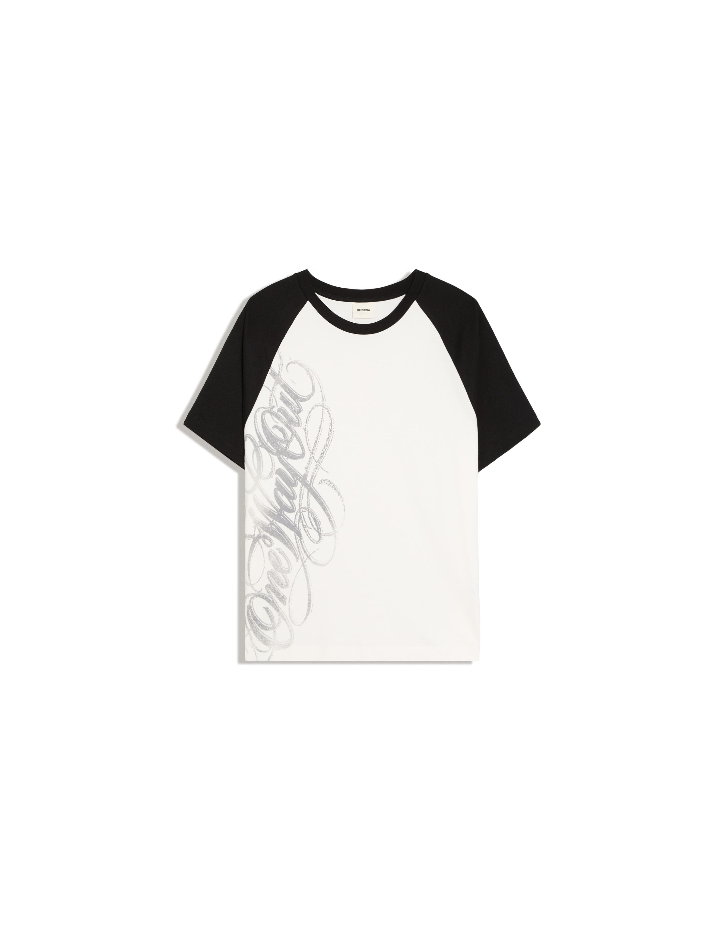 Short sleeve raglan print T-shirt — Off white