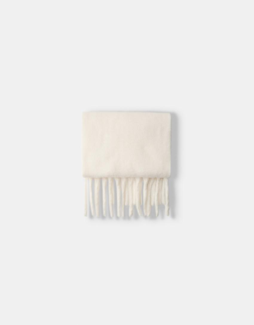 Solid-coloured scarf-Cream