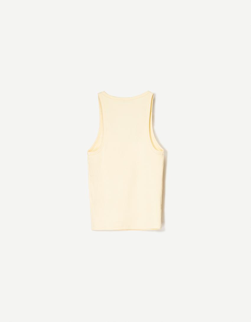 Camiseta sin mangas rib-Amarillo