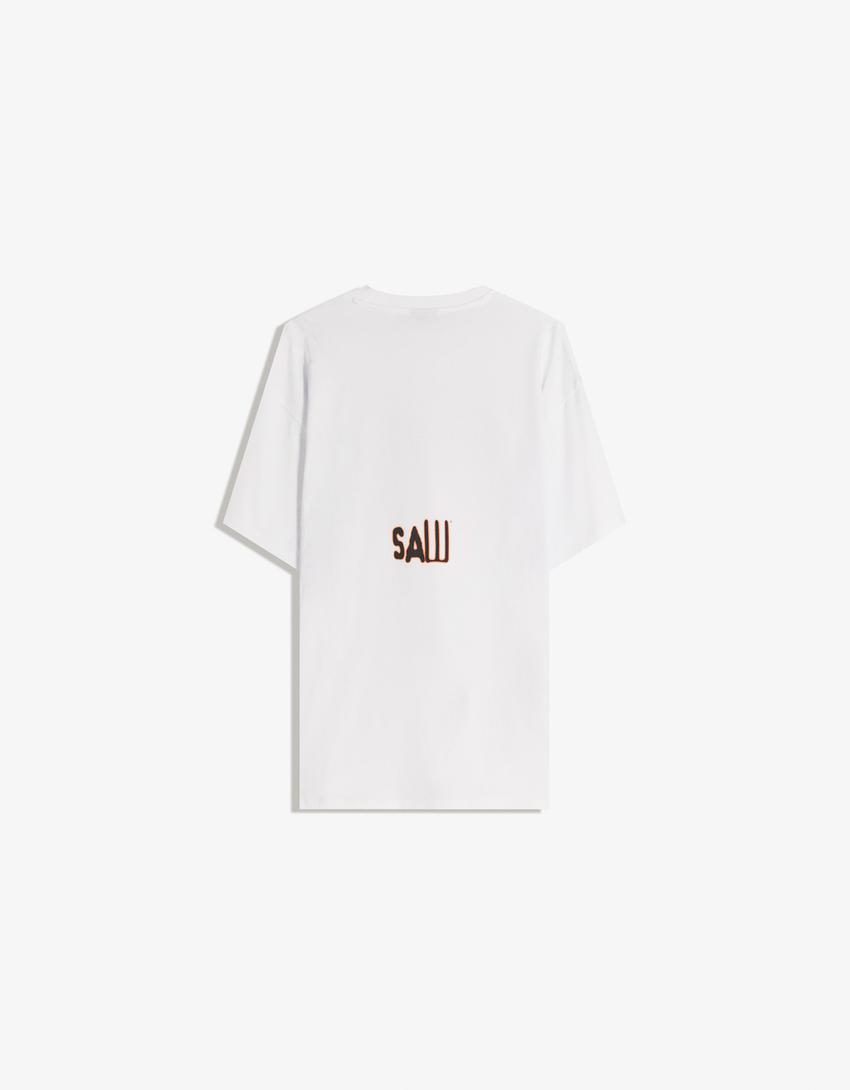 Kortärmad t-shirt med Saw-tryck-Vit
