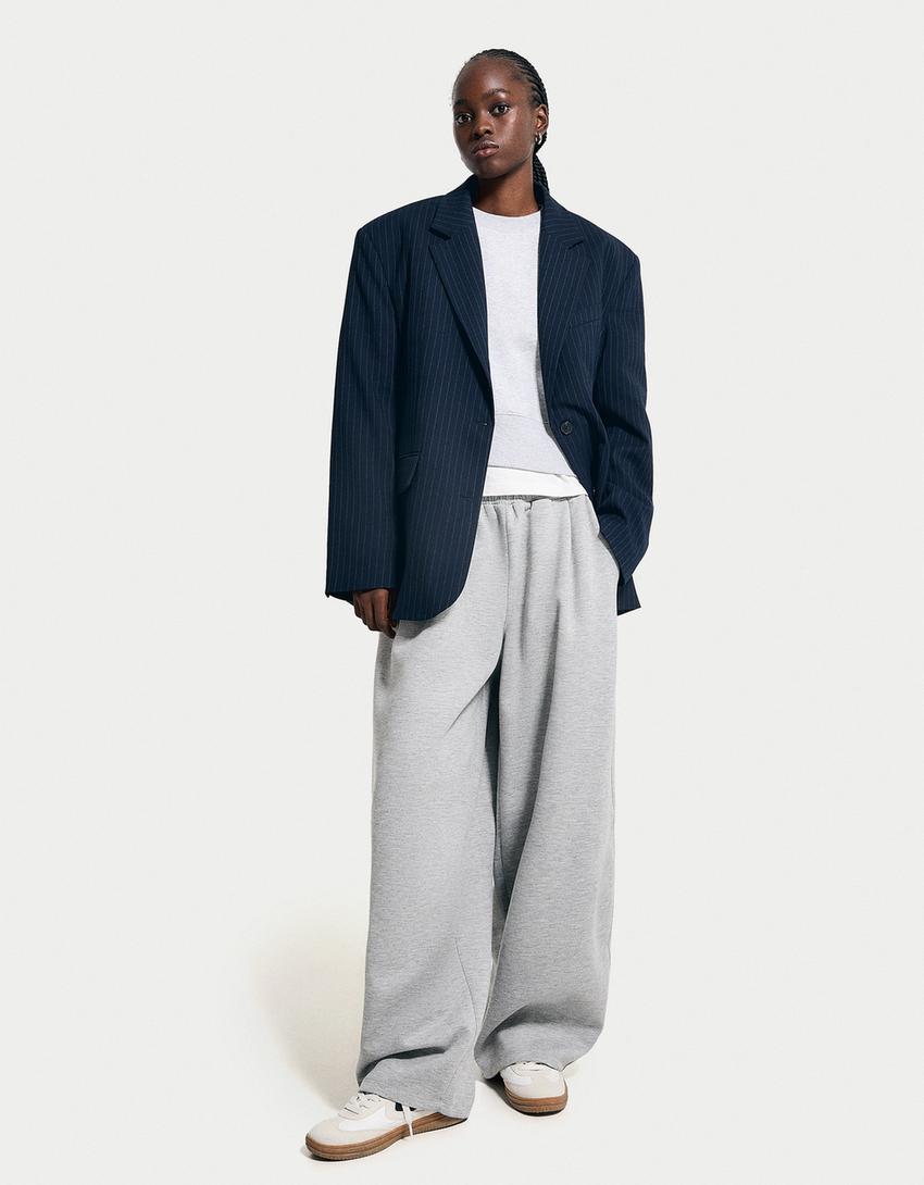Pantaloni Snoopy wide leg-Grigio-1