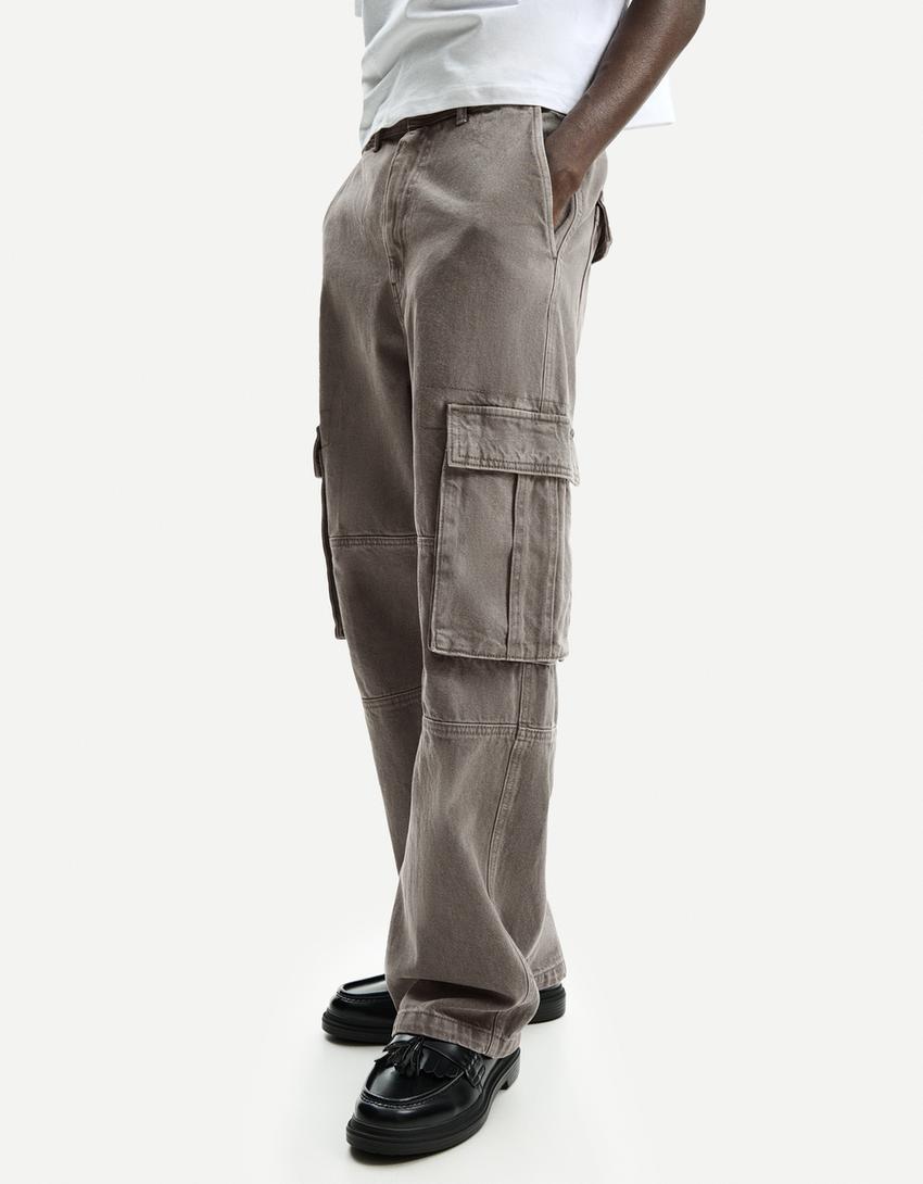 Pantalón baggy cargo-Gris-2