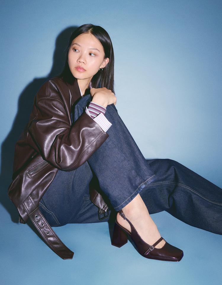 Block heel slingback Mary Janes