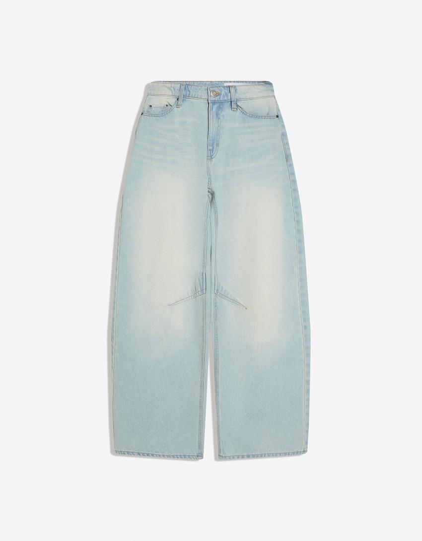 Loose-fit jeans med lavt liv-Lyseblå