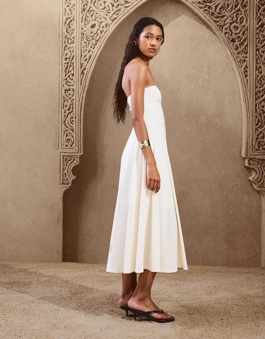 Robe midi bandeau-Sable-1
