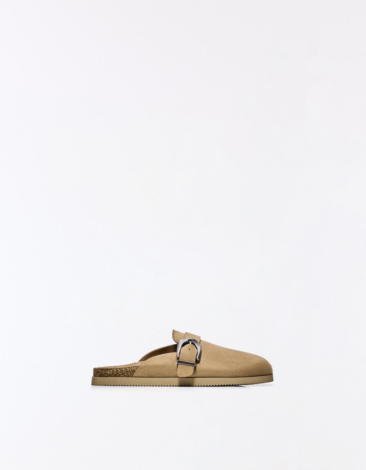 Clogs with buckle detail — TAUPE
