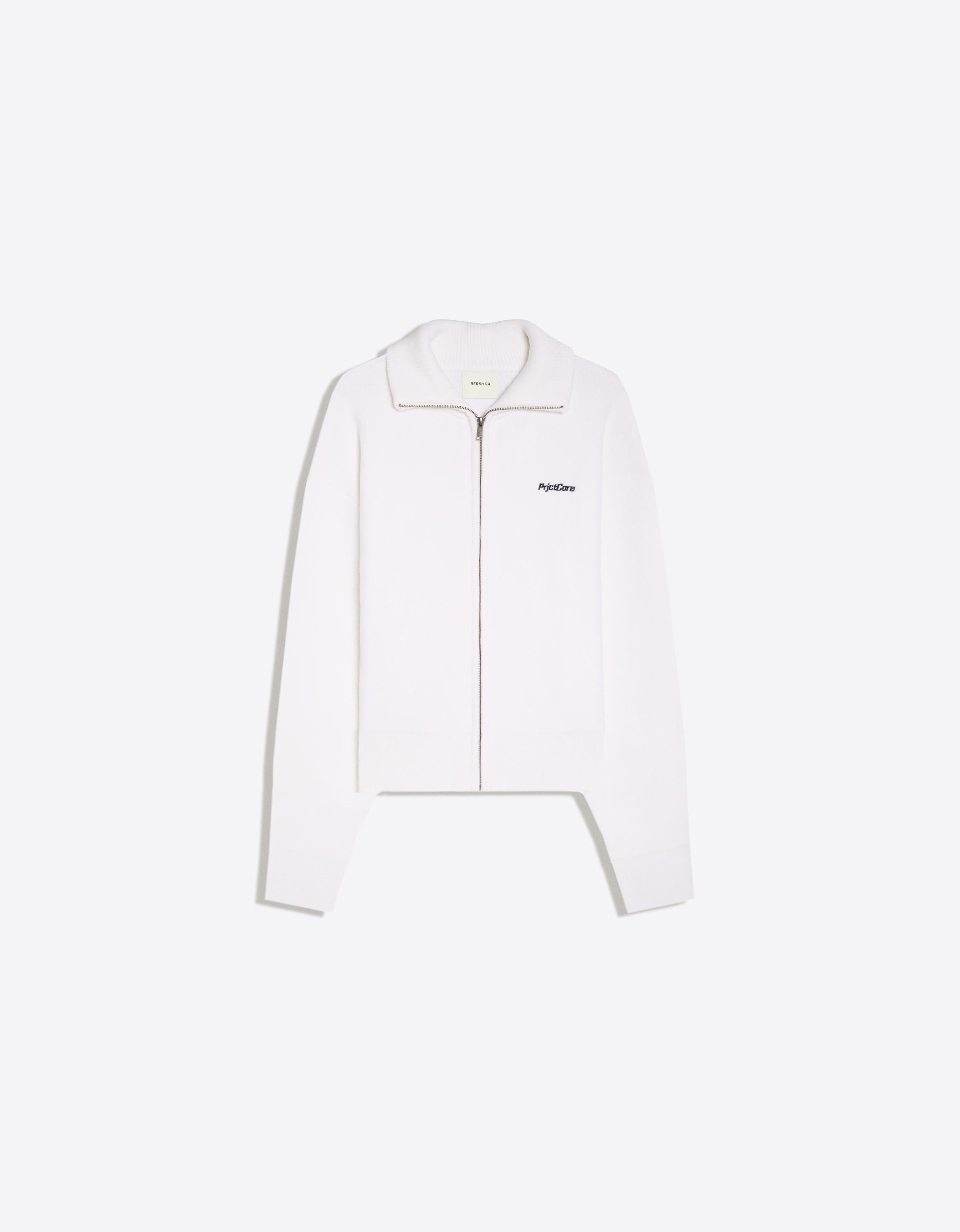 Boxy knit zip jacket — Off white