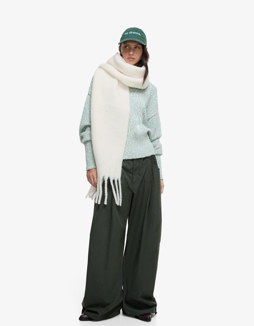 Solid-coloured scarf-Cream