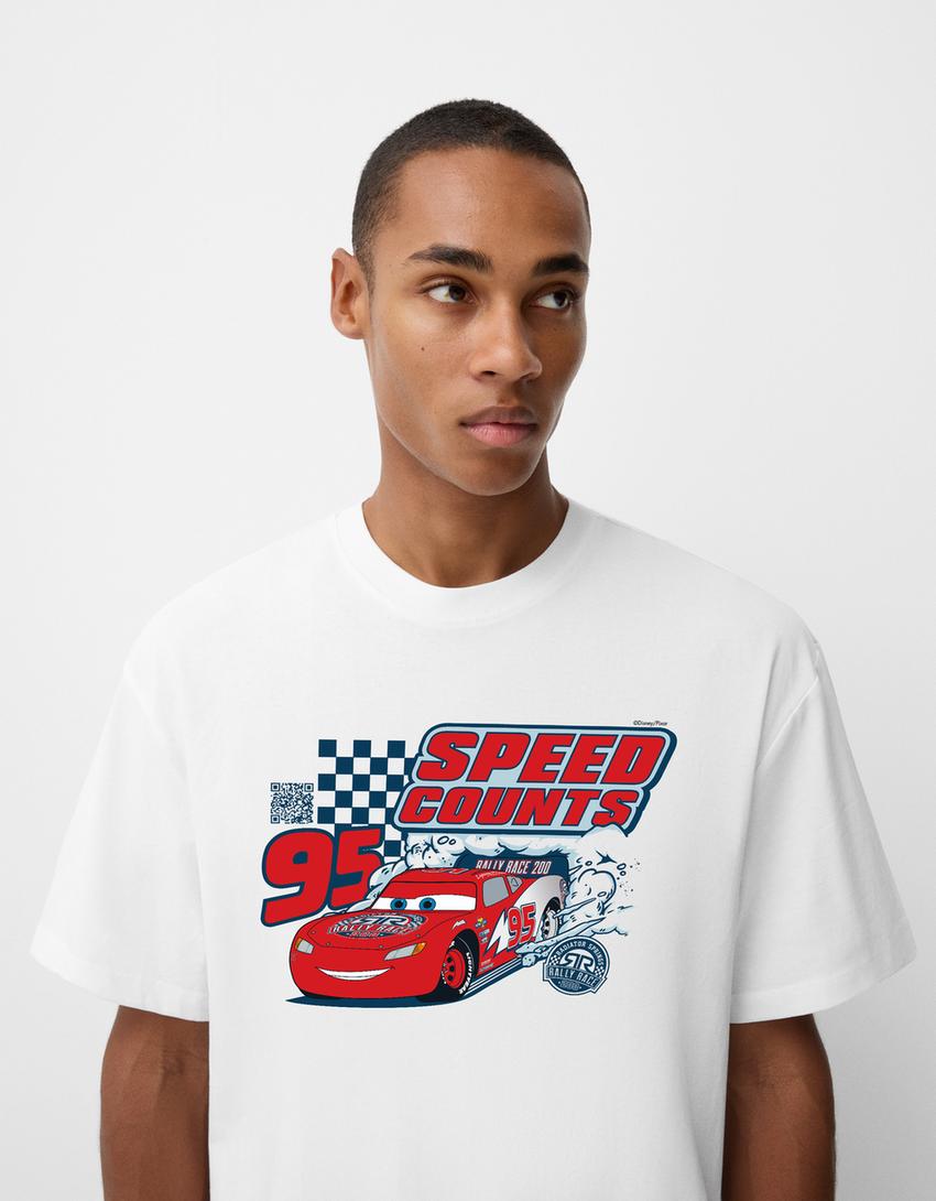 Cars short sleeve T-shirt with digital filter-White