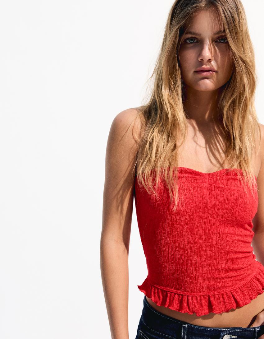 Top bandeau textura-Rojo-2